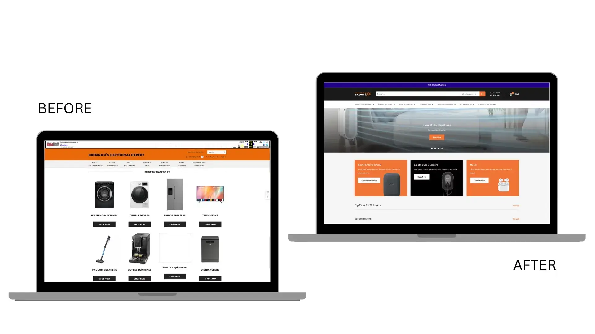 Brennan's Expert Electrical website before and after redesign